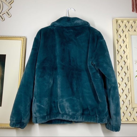 Hollister Faux Fur Teal Jacket M - Picture 3 of 12